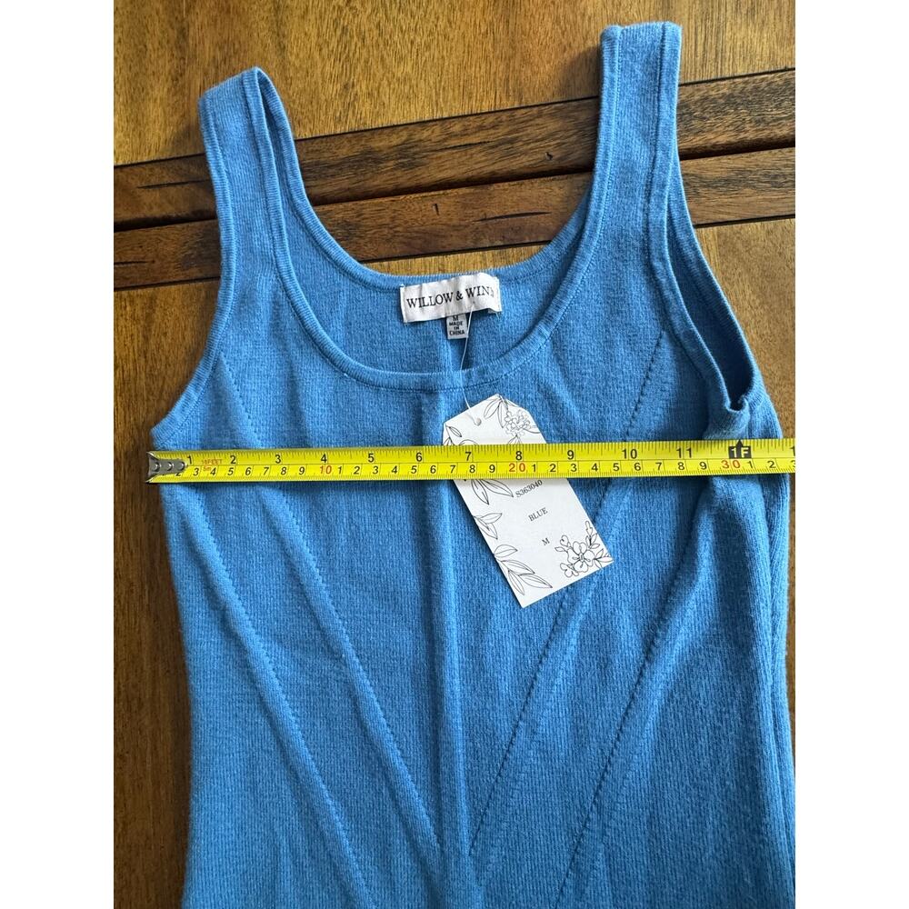 NWT Willow & Wind Blue Knit Maxi Bodycon Dress Medium Side Slit - Picture 5 of 11